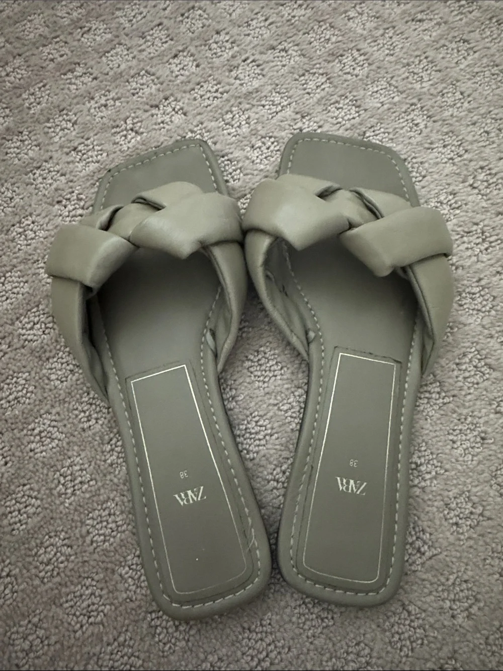 Zara Olive Braided Slide Sandals - Picture 5 of 5